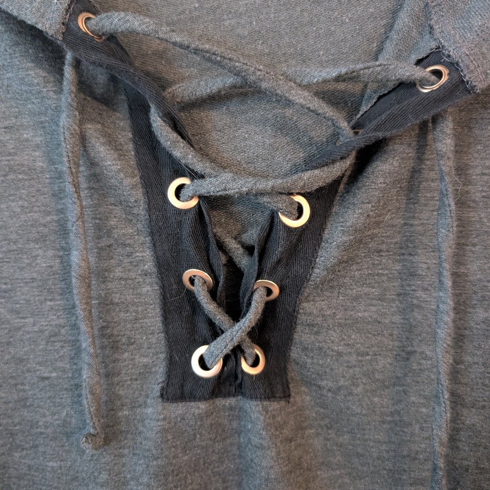 3 For $12 Clearance West‎ Coast Love Womens Grey Hooded Long Sleeve Shirt - Picture 3 of 5